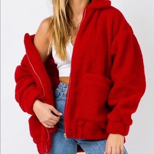 I.AM.GIA IAMGIA Pixie Teddy Coat Jacket Red